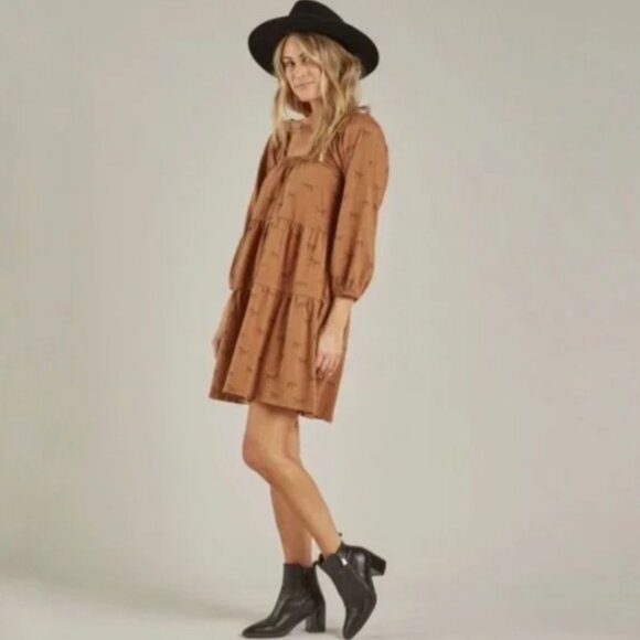 Rylee + Cru Agnes Wild Horses Dress Rust Brown Size M NWT Boho Western - Picture 1 of 15